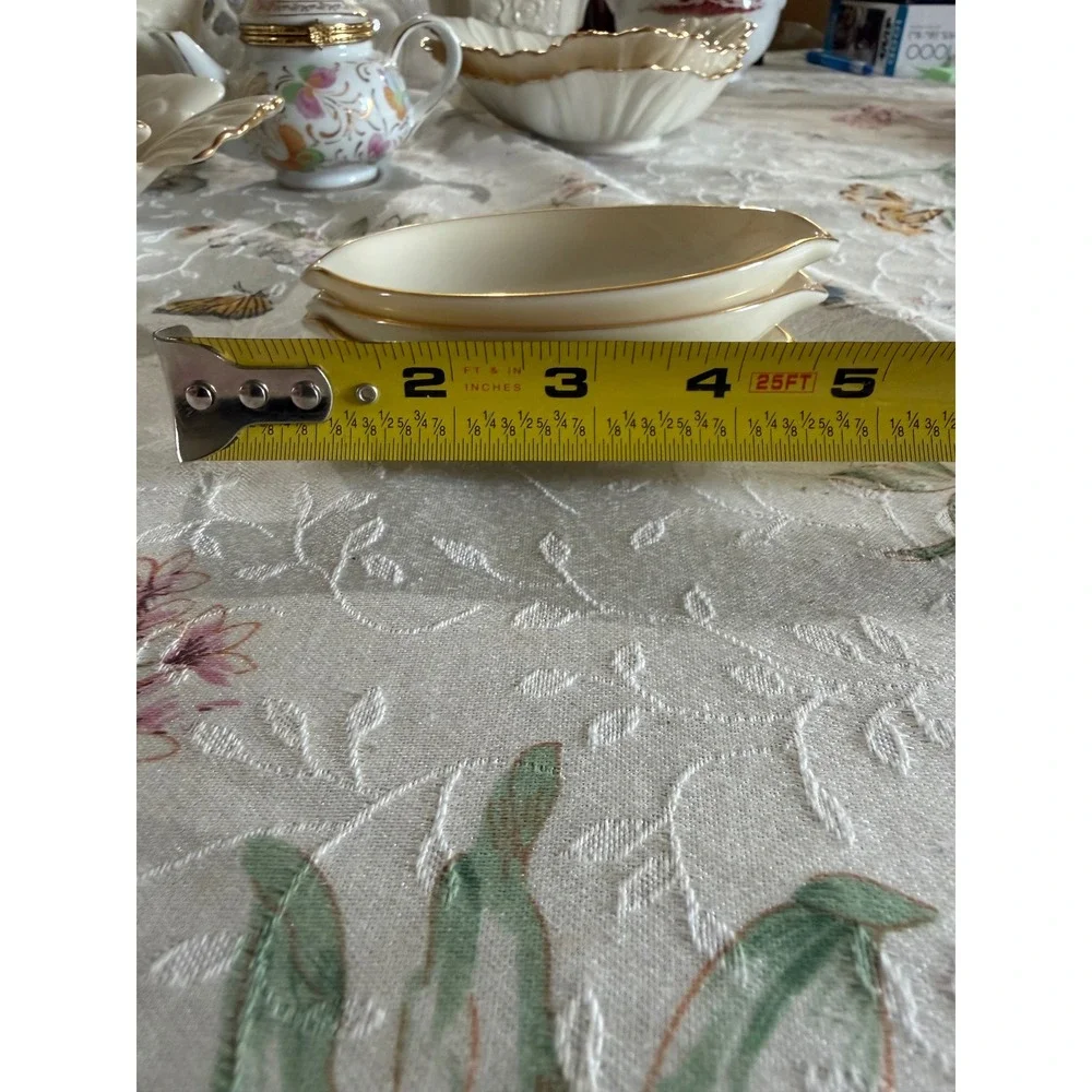 Lenox Ivory Gold Trim Oval Ashtray Nut Bowls Set of 3 Condiment Dishes USA